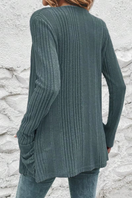 Cardigan Amincissant Côtelé De Couleur Unie Pour Femme, Manteau Polyvalent, Minimaliste Européen Et Américain, Nouvelle Collection Automne.