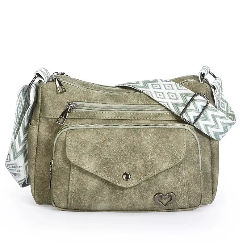 Trendy Large Capacity Women'S Shoulder Bag Fashionable Fresh All-Match Crossbody Bag Soft PU Leather Square Shape Zipper Closure