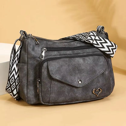Trendy Large Capacity Women'S Shoulder Bag Fashionable Fresh All-Match Crossbody Bag Soft PU Leather Square Shape Zipper Closure