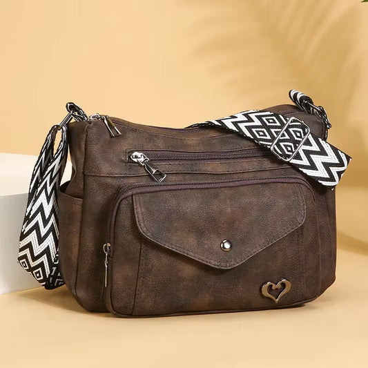 Trendy Large Capacity Women'S Shoulder Bag Fashionable Fresh All-Match Crossbody Bag Soft PU Leather Square Shape Zipper Closure