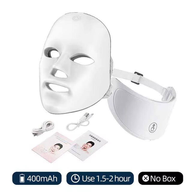 Masque Facial Anti-Âge À LED Pour Le Cou, 7 Couleurs, Thérapie À La Lumière Rouge, Raffermissement De La Peau, Lifting, Beauté Légère, Blanchiment À Domicile