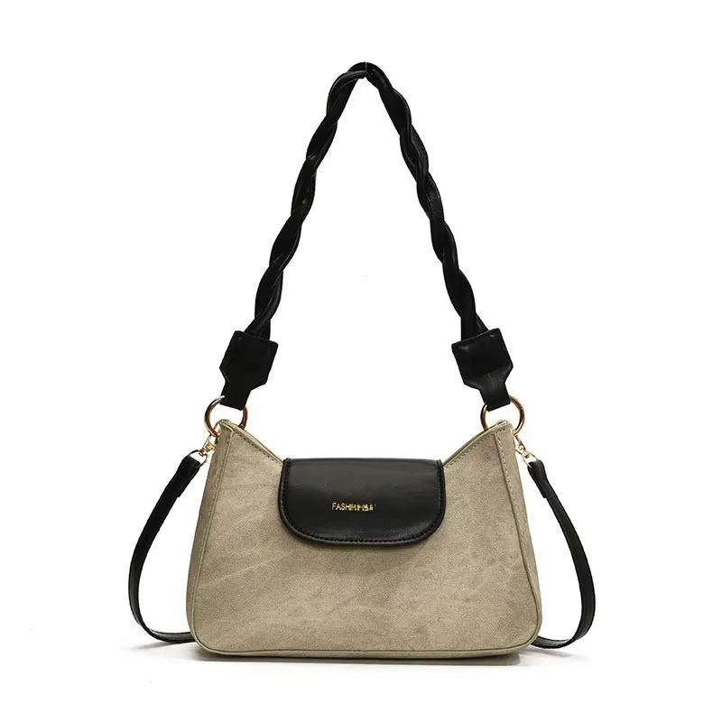 Retro Casual Single Shoulder Bag Commuter Women'S Bag New Trend Small Square Bag Brown Underarm Bag Spring New Model
