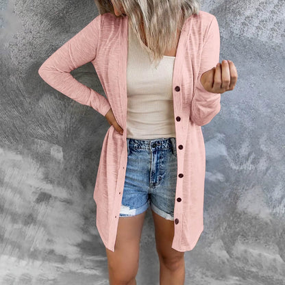 Femmes Mode Boutonné Manteaux Automne Nouveaux Cardigans Ouverts Sur Le Devant À Manches Longues Vêtements D'Extérieur Solide Doux Cardigan Manteau 2025 Tenues D'Automne