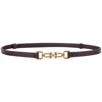 Ceintures Coréennes En Cuir Véritable Pour Femmes, Ceinture De Taille Fine En Cuir Verni Avec Boucle Dorée Pour Robe, Ceinture De Luxe Réglable Pour Femmes