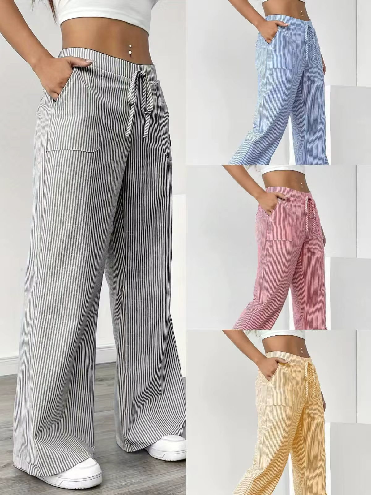 Valencia – Gestreepte Wide-Leg Broek