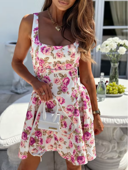 Elodie – Robe Mini Fleurie Dos Nu