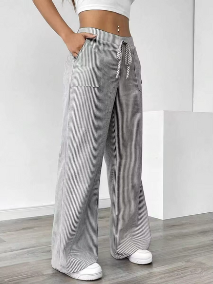 Valencia – Gestreepte Wide-Leg Broek