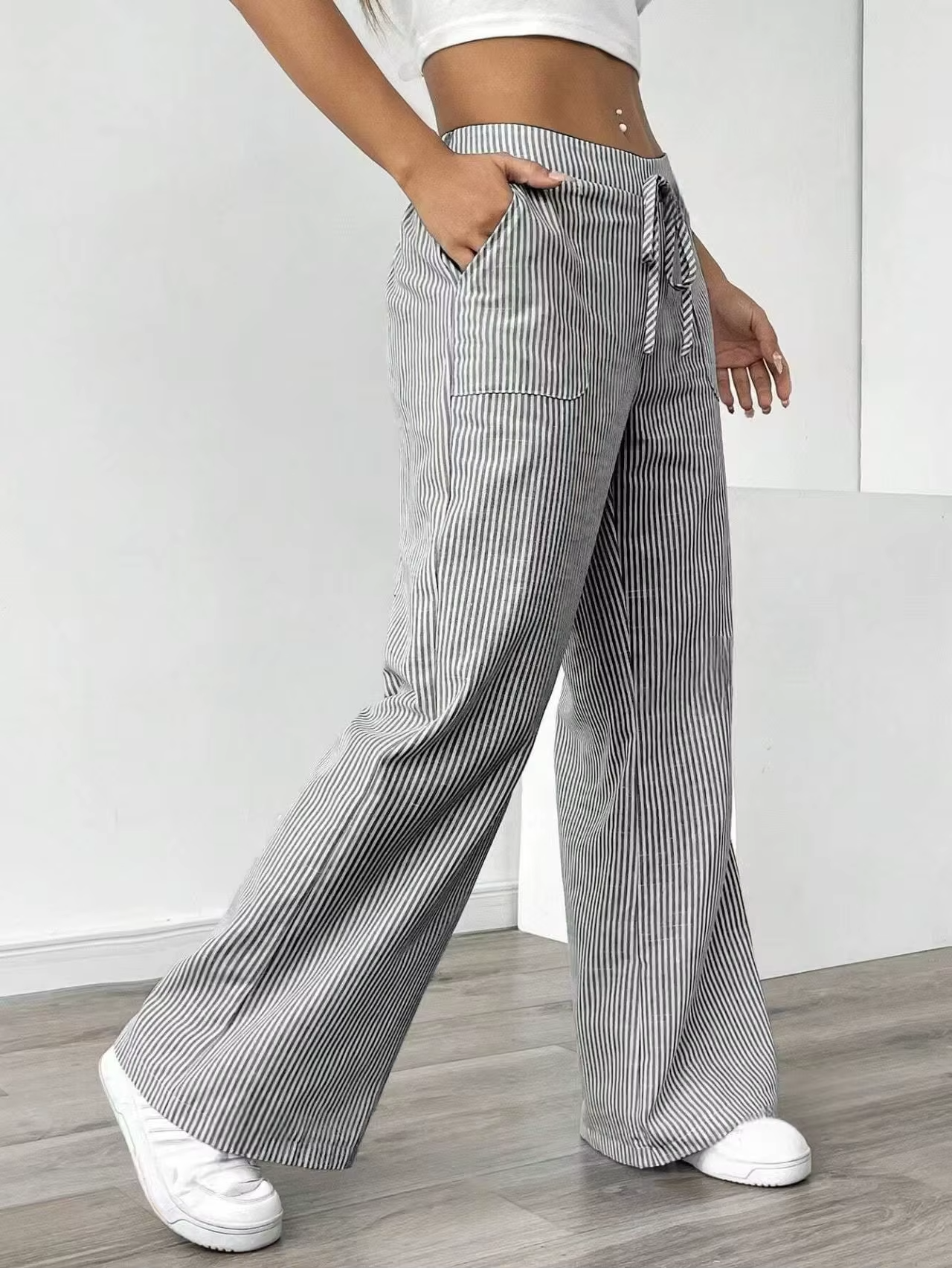 Valencia – Gestreepte Wide-Leg Broek