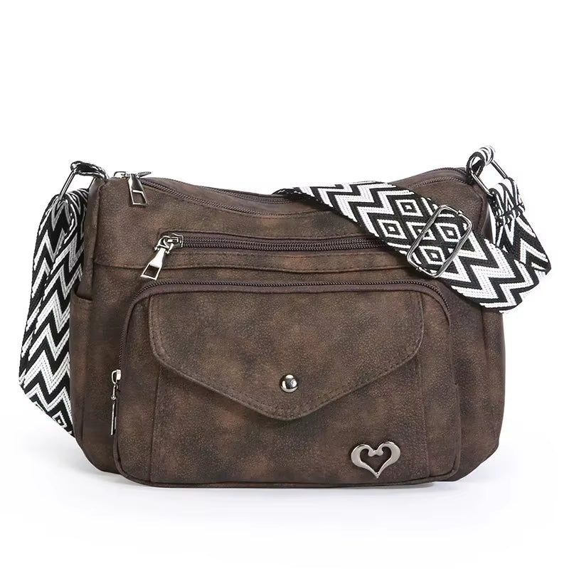 Trendy Large Capacity Women'S Shoulder Bag Fashionable Fresh All-Match Crossbody Bag Soft PU Leather Square Shape Zipper Closure