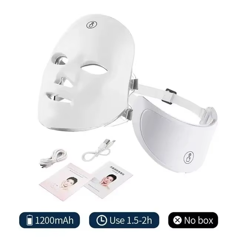 Masque Facial Anti-Âge À LED Pour Le Cou, 7 Couleurs, Thérapie À La Lumière Rouge, Raffermissement De La Peau, Lifting, Beauté Légère, Blanchiment À Domicile