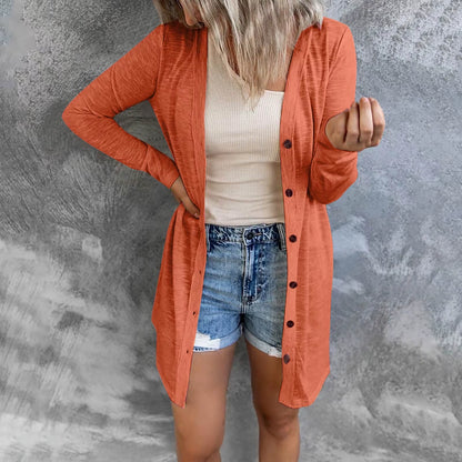 Femmes Mode Boutonné Manteaux Automne Nouveaux Cardigans Ouverts Sur Le Devant À Manches Longues Vêtements D'Extérieur Solide Doux Cardigan Manteau 2025 Tenues D'Automne